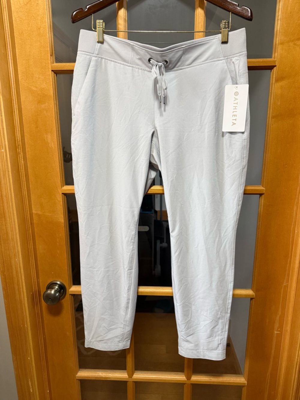 Athleta Women’s Pale Gray Drawstring Performance Ankle Pants